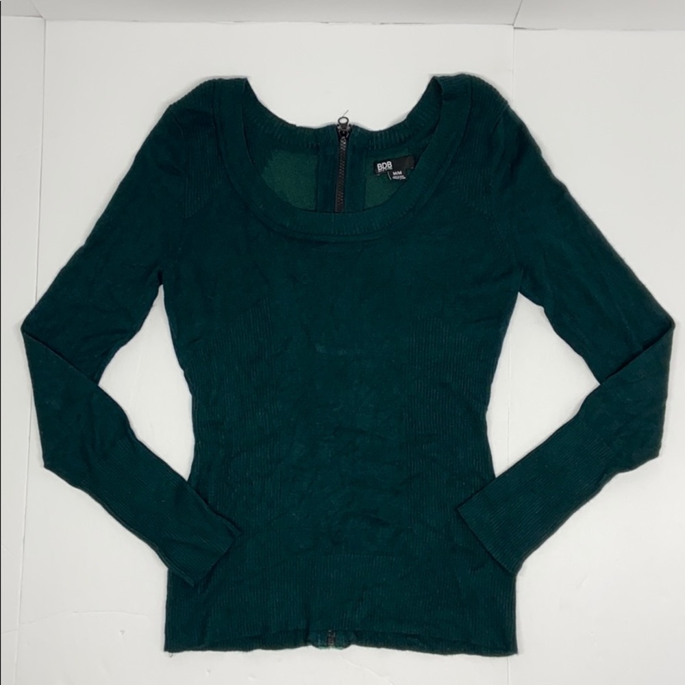 Green Ribbed Long Sleeved Shirt Sz M